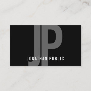 Carte De Visite Monogramme noir blanc Modèle simple professionnel