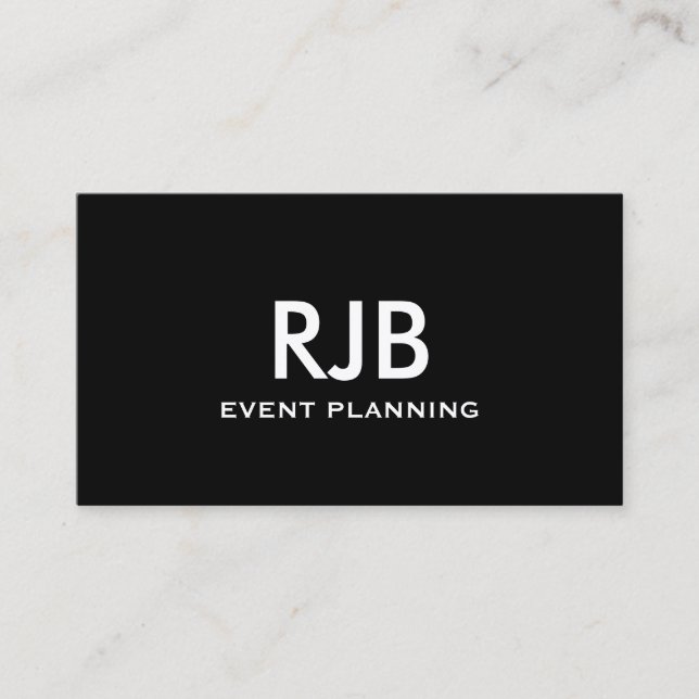 Carte De Visite Monogramme noir blanc Nom personnalisé initial Sim (Devant)