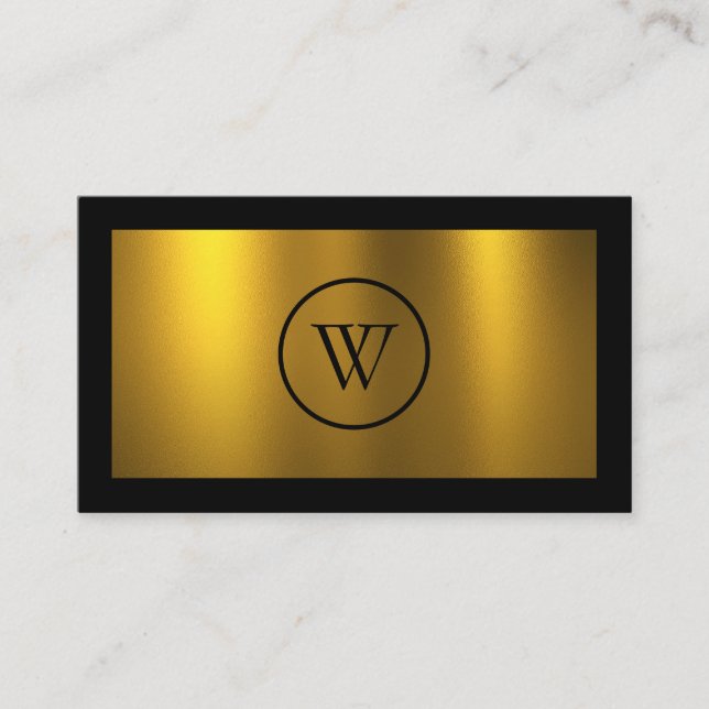 Carte De Visite Monogramme noir Chalkboard or Fusion simple modern (Devant)