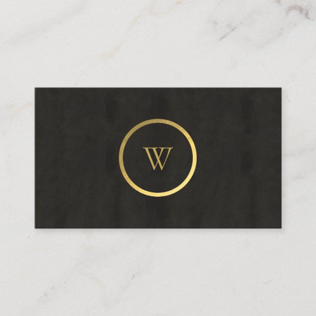 Carte De Visite Monogramme noir Chalkboard or Fusion simple modern (Devant)