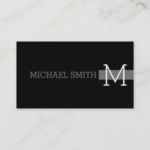 Carte De Visite Monogramme Noir clair nickel moderne