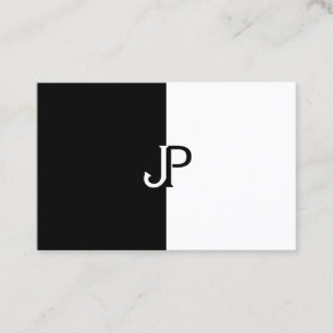 Carte De Visite Monogramme noir et blanc moderne Modèle élégant