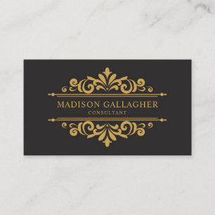 Carte De Visite Monogramme Noir et Or Personnalisable Professionne