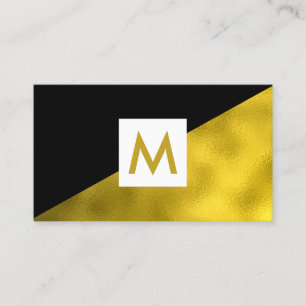 Carte De Visite Monogramme noir Faux Gold Faux