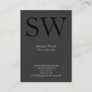 Carte De Visite monogramme noir gris clair moderne