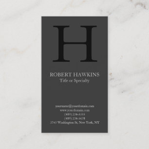 Carte De Visite Monogramme noir gris moderne professionnel