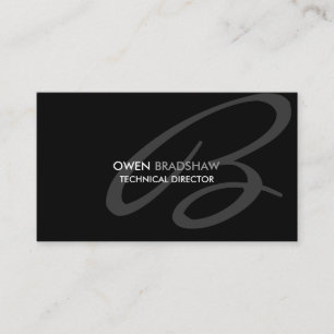 Carte De Visite Monogramme noir moderne et élégant