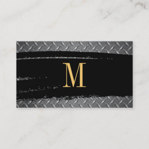 Carte De Visite Monogramme noir/or brossé   Plaqué diamant en acie