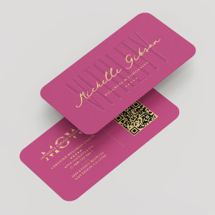 Carte De Visite Monogramme nutritionniste diététiste moderne Pink 