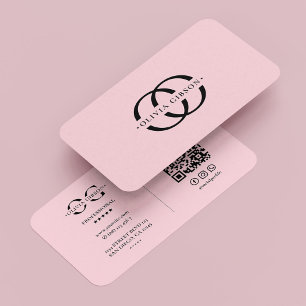 Carte De Visite Monogramme O Logo Élégant Esthétique Rose Pastel