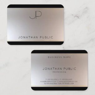 Carte De Visite Monogramme Or Argent Élégant Modèle moderne