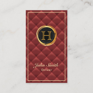 Carte De Visite Monogramme Or de luxe Rouge Quilé Conducteur moder
