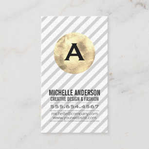 Carte De Visite Monogramme / Or et rayures