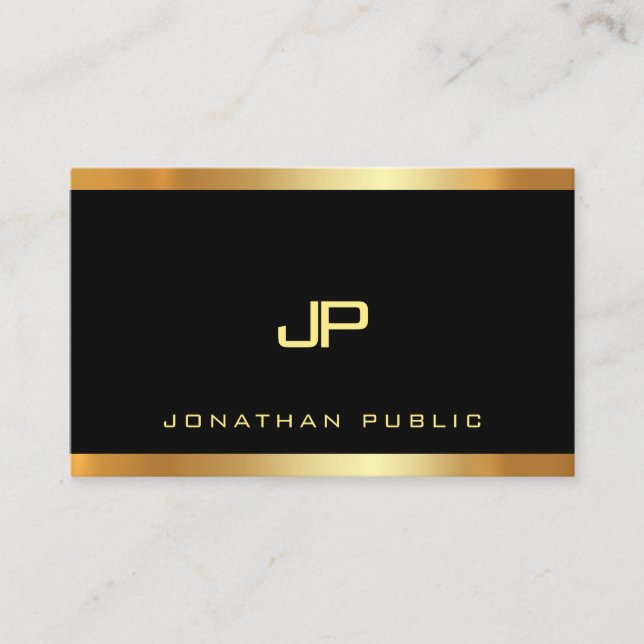 Carte De Visite Monogramme Or Glamor Plain Moderne Luxe Parfait (Devant)