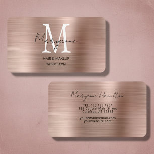 Carte De Visite Monogramme or rose Élégant Moderne