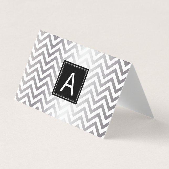Carte De Visite Monogramme | Parties scintillant Chevron | Planifi (Devant)