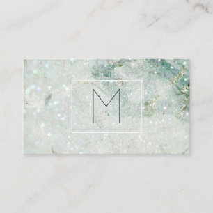 Carte De Visite Monogramme Parties scintillant Turquoise Marbre Ma