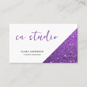 Carte de visite Monogramme Parties scintillant vio