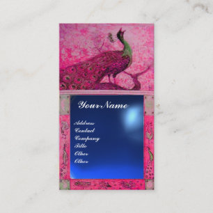 Carte De Visite MONOGRAMME PERROQUET AMOUR MARIAGE rose  bleu saph