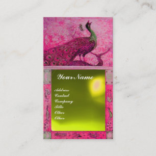 Carte De Visite MONOGRAMME PERROQUET AMOUR MARIAGE topaze rose jau