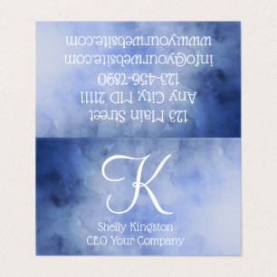 Carte De Visite Monogramme Personnalisé Bleu et Blanc