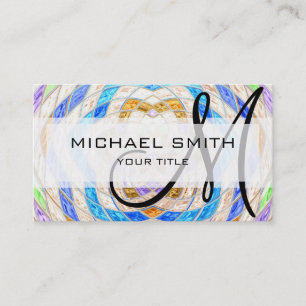 Carte De Visite Monogramme personnalisé de Motif de mosaïque Abstr