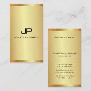 Carte De Visite Monogramme personnalisé Elegant Gold Look Vertical