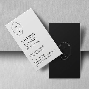 Carte De Visite Monogramme Personnalisé Élégant Minimal Crest Noir