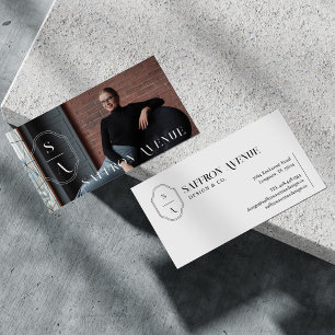 Carte De Visite Monogramme Personnalisé Élégant Minimal Crest Phot