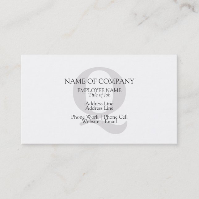 Carte De Visite Monogramme personnalisé Modèle Monogramme personna (Devant)