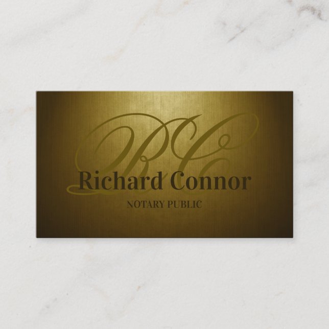 Carte De Visite Monogramme personnalisé Nota Public Gold (Devant)