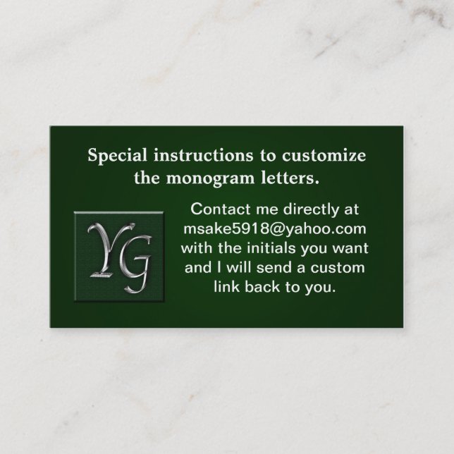 Carte De Visite Monogramme personnalisé professionnel (Devant)