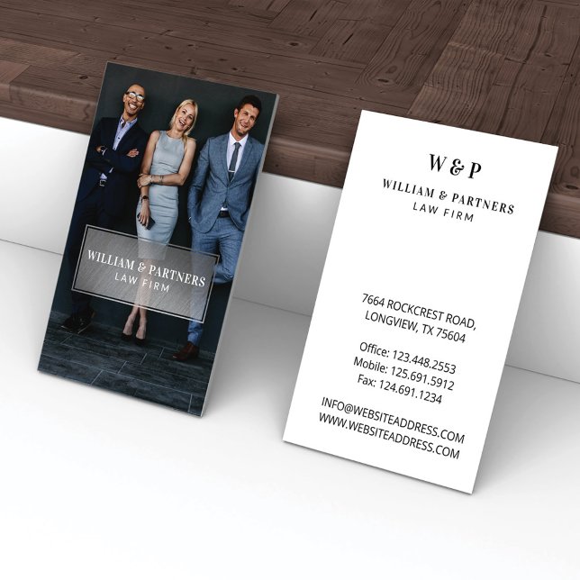 Carte De Visite Monogramme photo professionnel minimal argent de l (Créateur téléchargé)