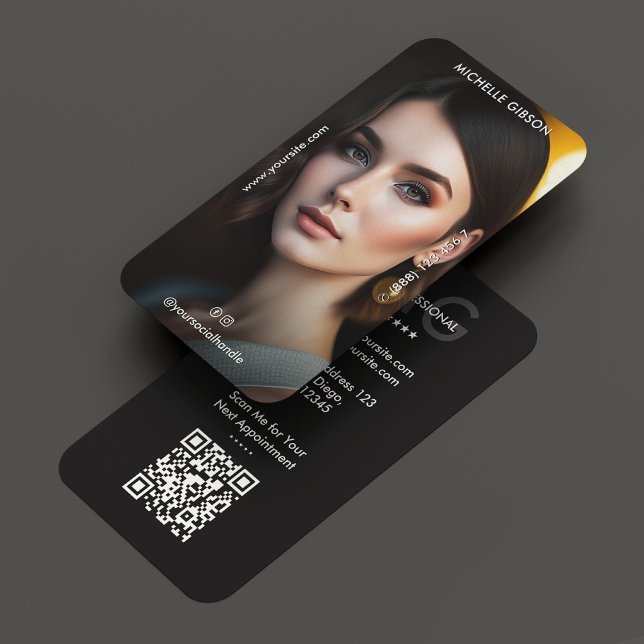 Carte De Visite Monogramme photo professionnel minimal noir (Créateur téléchargé)