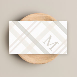Carte De Visite Monogramme Plaid Professionnel Minimaliste