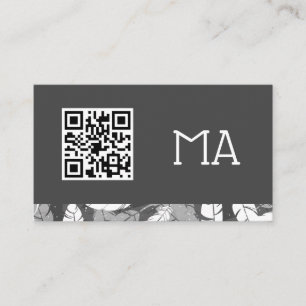 Carte De Visite Monogramme   Plumes   Code QR