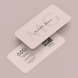 Carte De Visite Monogramme professionnel de beauté rose