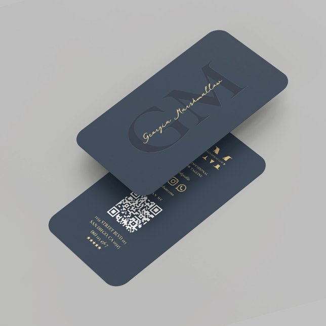 Carte De Visite Monogramme professionnel de marketing moderne bleu (Modern Marketing Professional Monogram Dark Blue Business Card
)