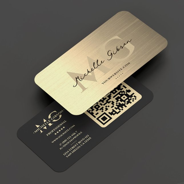 Carte De Visite Monogramme professionnel Elegant Black Gold modern (Professional Monogram Elegant Black Gold Modern Business Card
)