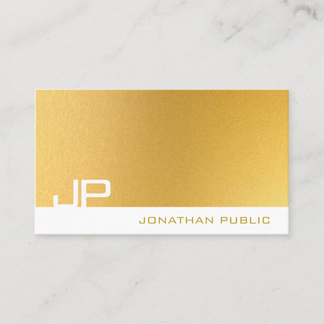Carte De Visite Monogramme professionnel Élégant Moderne Or Plaine (Devant)