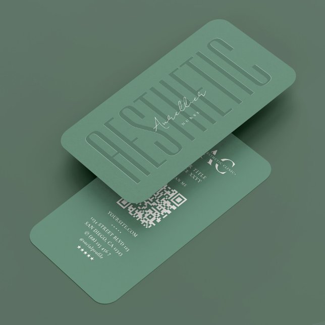 Carte De Visite Monogramme professionnel esthétique Dusty Turquois (Aesthetic Professional Monogram Dusty Teal Modern Business Card
)