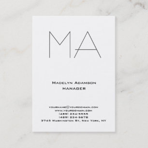 Carte De Visite Monogramme professionnel gris et blanc tendance