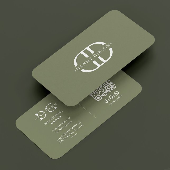 Carte De Visite Monogramme professionnel Logo D Elegant Sage (Professional Monogram Logo D Elegant Sage Business Card
)