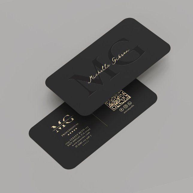 Carte De Visite Monogramme professionnel marketing moderne noir (Monogram Professional Marketing Elegant Modern Black Gold Business Card
)