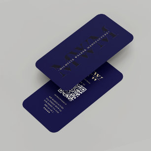 Carte De Visite Monogramme professionnel Midnight Blue