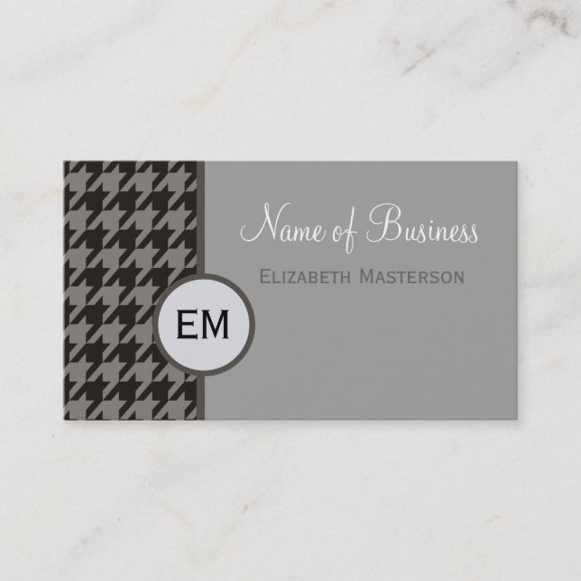 Carte De Visite Monogramme professionnel moderne Brown Houndstooth (Devant)