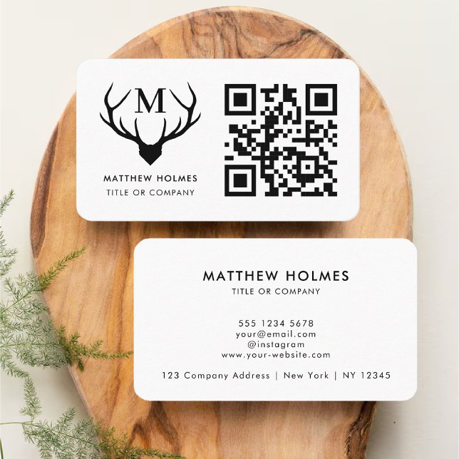 Carte De Visite Monogramme professionnel moderne de code QR Code d (Modern QR Code Business Logo Professional Monogram Business Card)