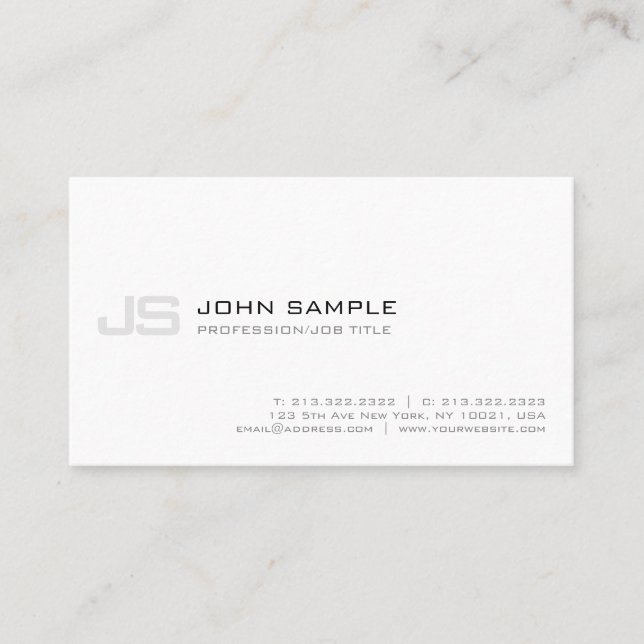 Carte De Visite Monogramme professionnel Moderne Design simple (Devant)