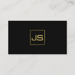Carte De Visite Monogramme professionnel moderne Elégant Black Gol
