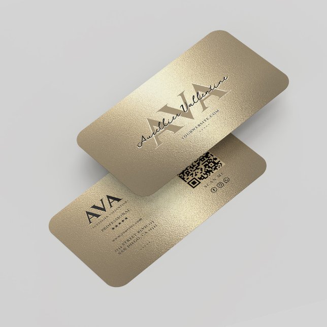 Carte De Visite Monogramme professionnel moderne Elégant Faux Gold (Modern Professional Monogram Elegant Black Gold Business Card
)